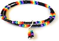 Vista 3 de Pulsera de tobillo arco iris colores orgullo LGBT semillas tobillera negro multi