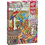 CherryPazzi 1000 piece puzzle: Parrots on the veranda