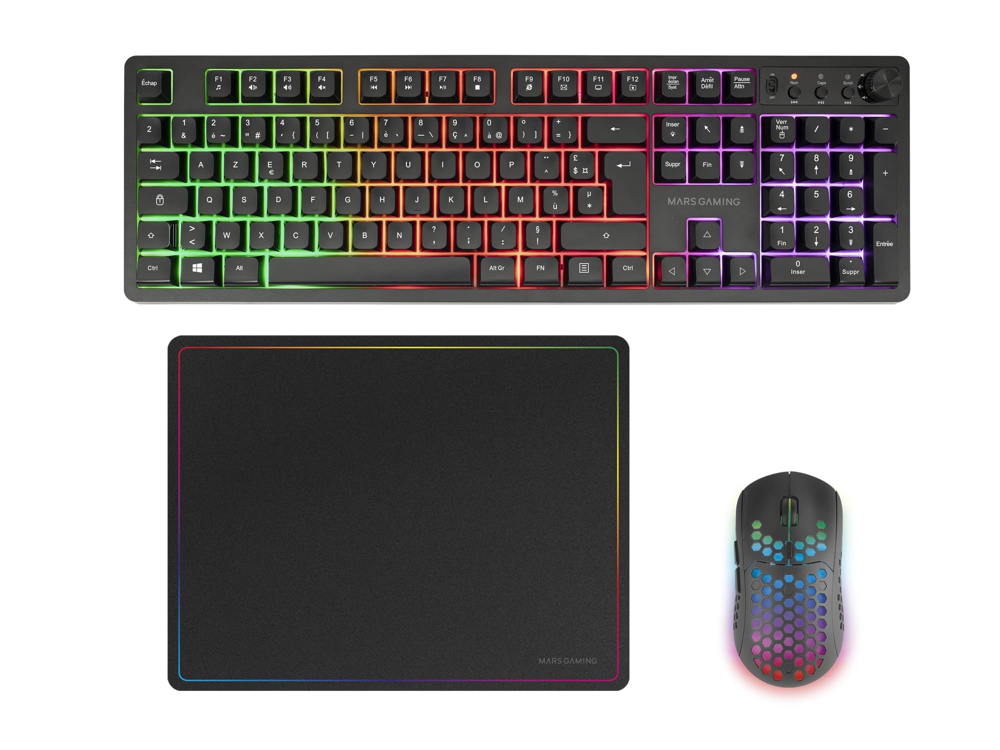 Clavier gamer RGB Anti-Ghosting et souris 3200 DPI Spirit of Gamer Pro-MK5