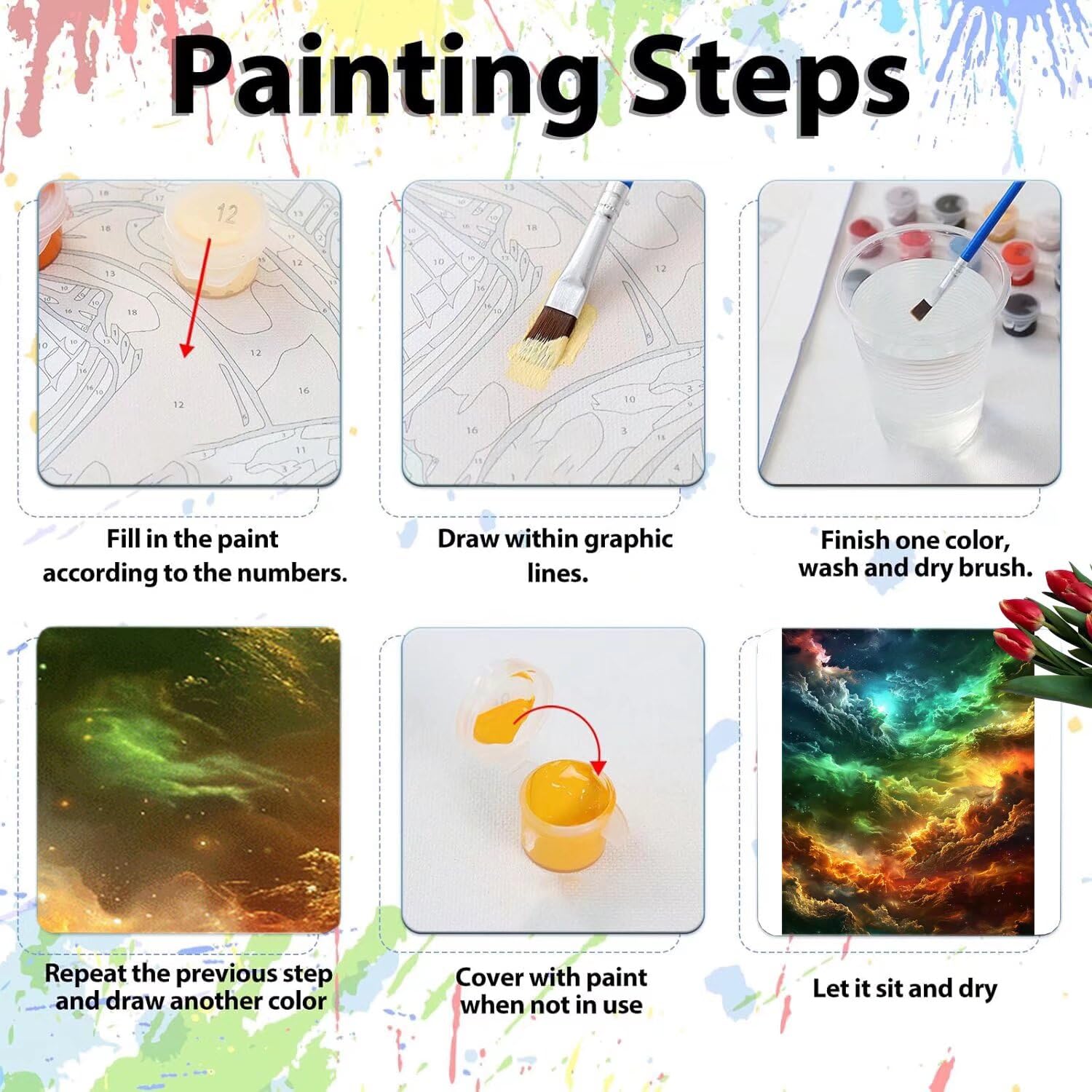 Pintar por Numeros Adultos pintar por numeros niños manualidades niños 10 años, DIY Pintar por Números de Pincel y Pintura acrílica Decoraciones para el Hogar Manualidades, sin Marco 60x80cm C-140
