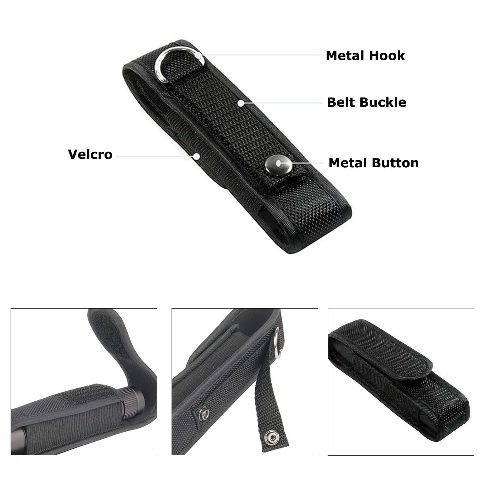 JDCMEI Lot De 2 Étuis Pour Lampe De Poche Tactique - Housse Nylon Robuste Avec Boucle Ceinture, Protection Pour Torche LED Chasse, Camping, Randonnée