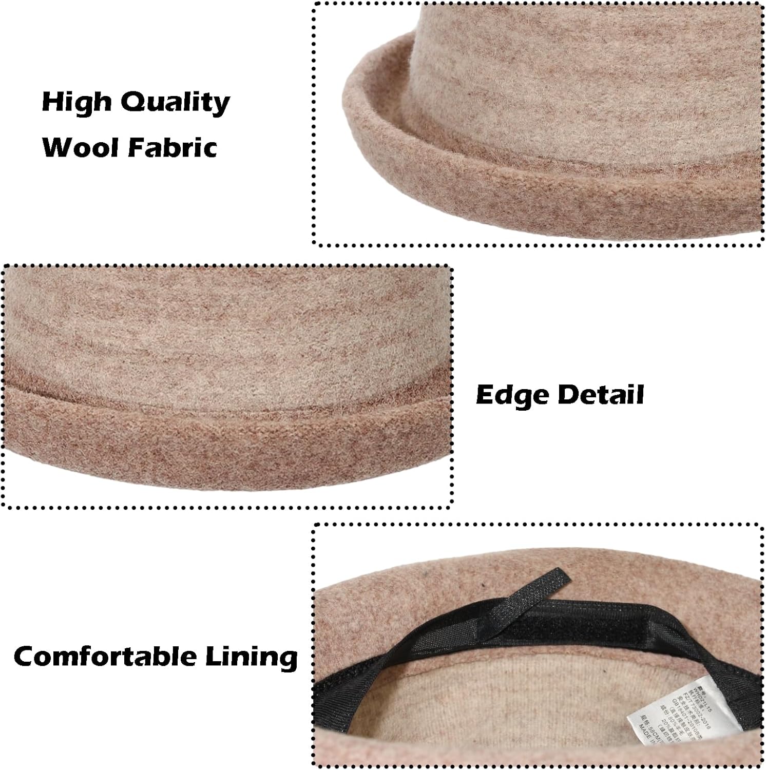 Womens Winter 1920S Vintage Cloche Wool Bucket Hat Packable Ladies Church Derby Party Fashion Cap - Image 3