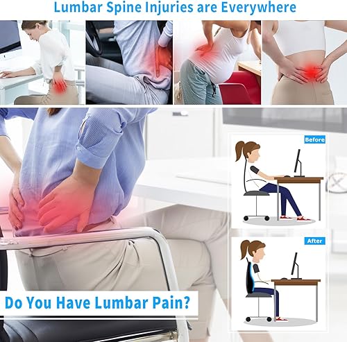 Miniatura 2 de Almohada de apoyo lumbar para silla de oficina, respaldo de espuma viscoelástica para silla, asiento de automóvil, silla de computadora, sillón