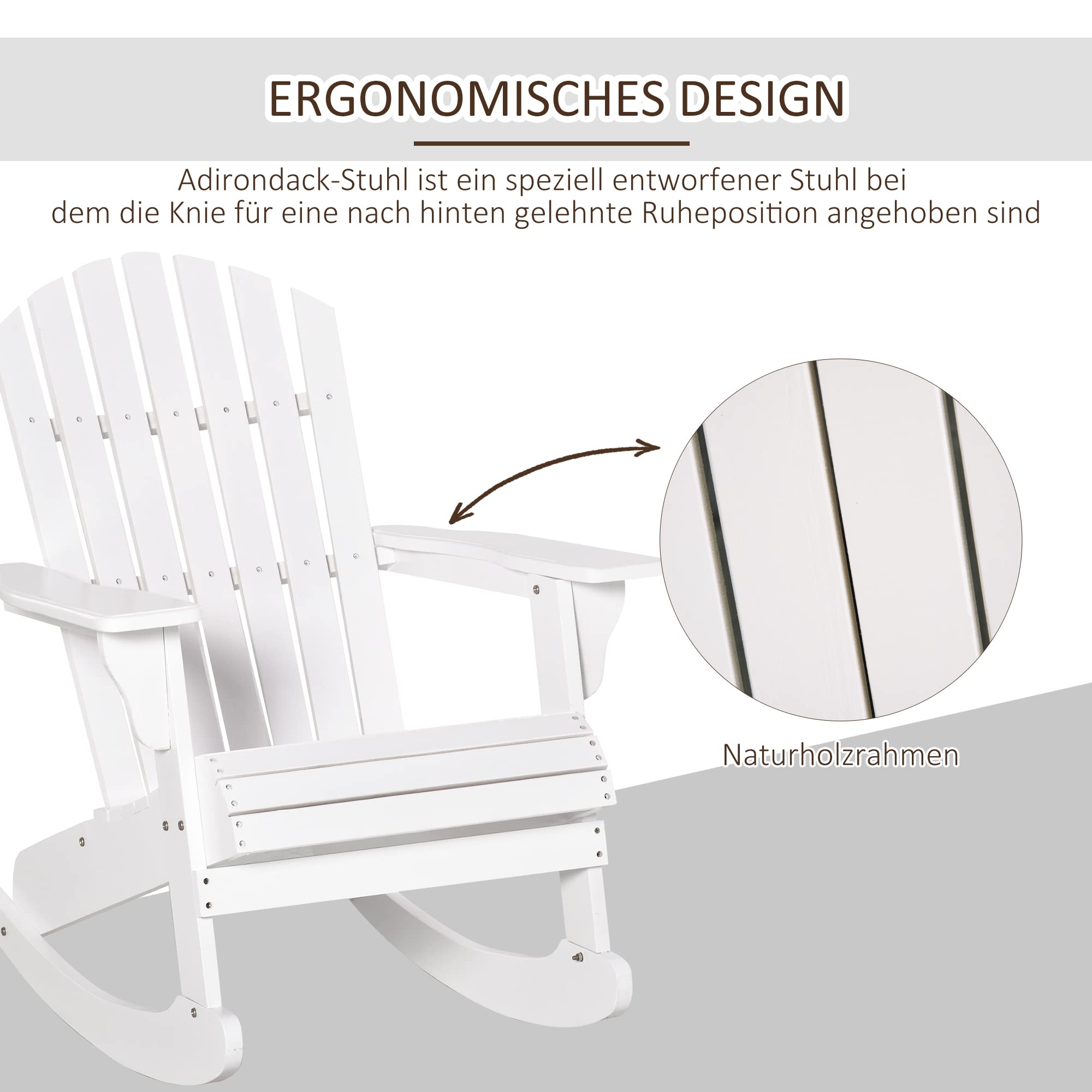 Outsunny Adirondack Gartenstuhl Adirondack Stuhl Gartensessel Gartenmöbel Balkonstuhl Weiß 77 x 94 x 97 cm
