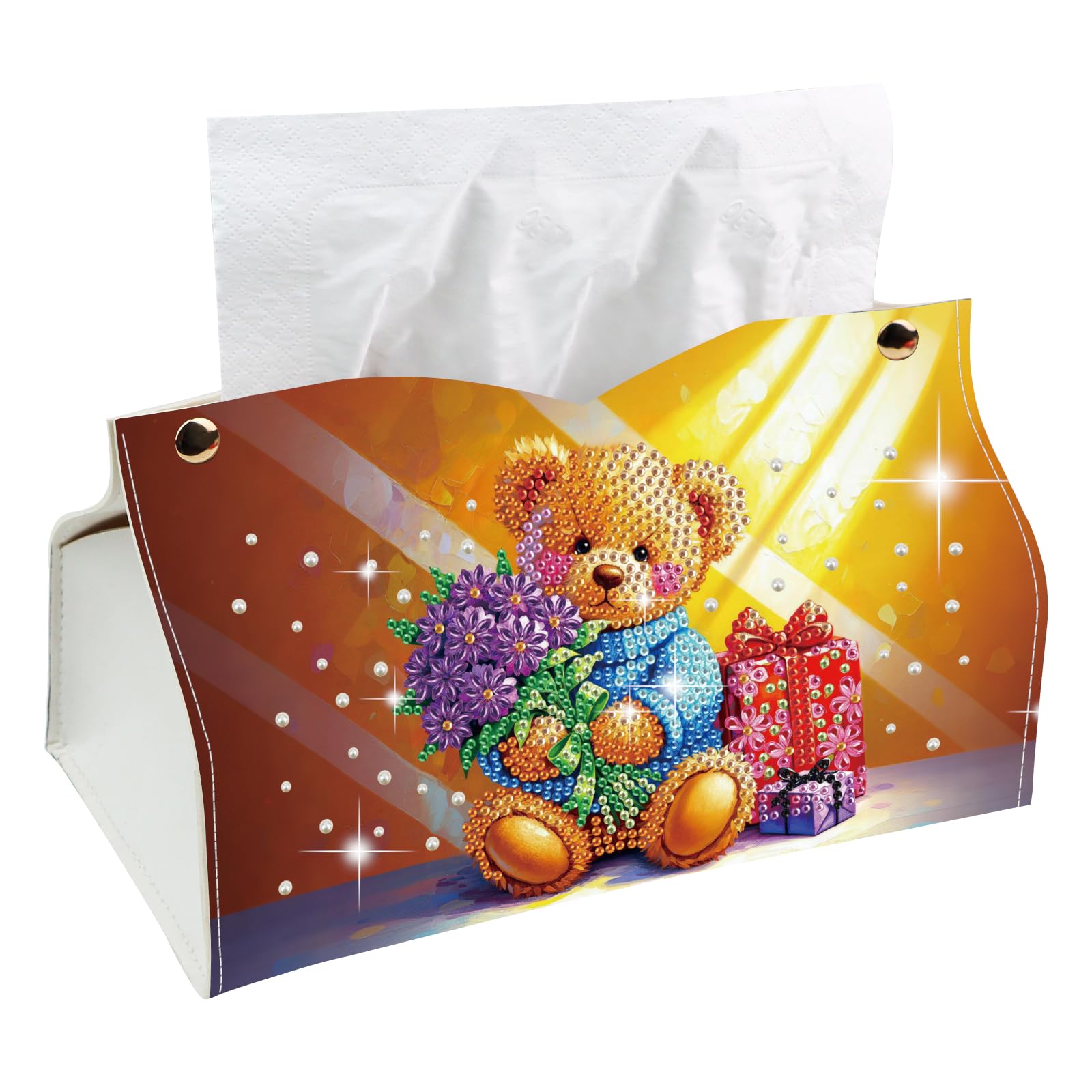 PoetryDraw Diamond Art DIY PU Tissue Box Cover Napkin Holder
