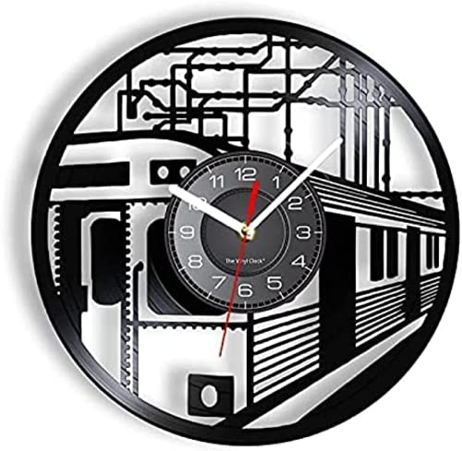 Horloge vinyle train retro de transport decoration interieure maison 30cm