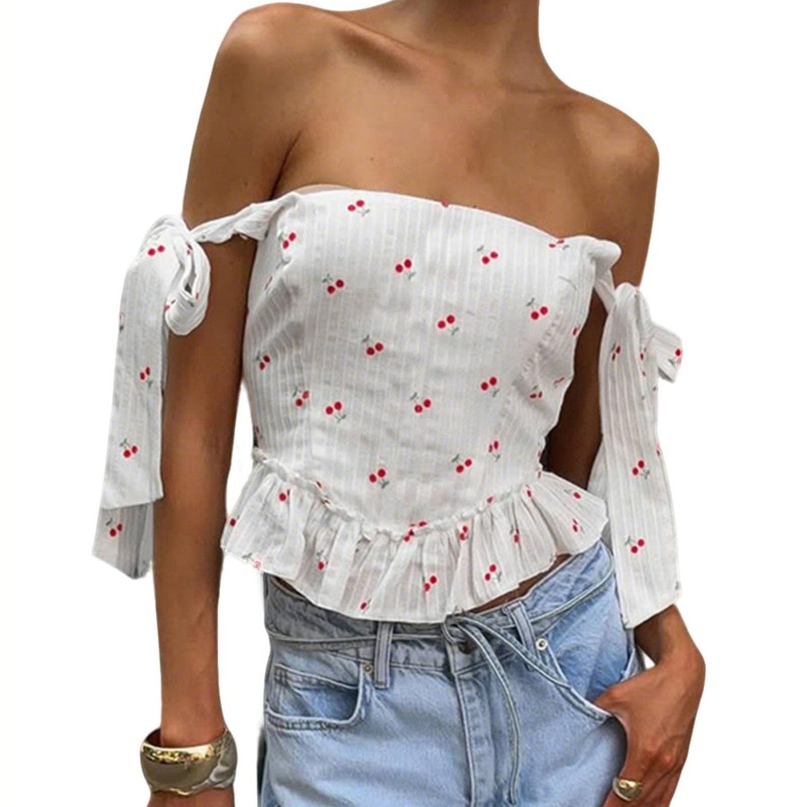 Hauts D'été 100% Coton Pour Femmes Débardeurs Fleuris Sans Manches À Lacets Top Court Idéal Pour Les Vacances