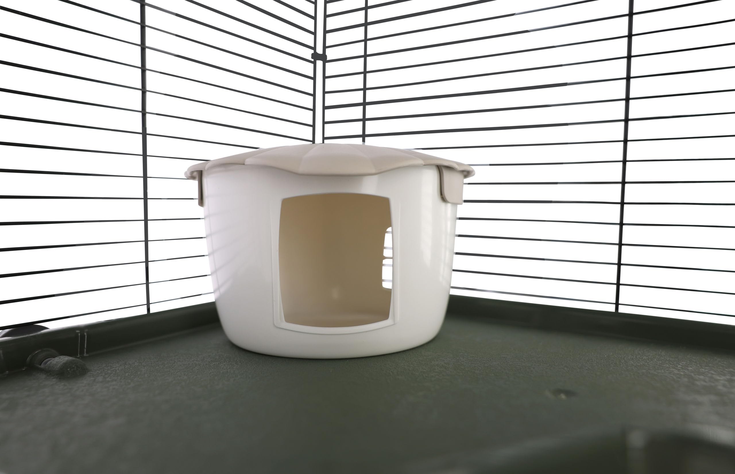 Kerbl Pet Kleintierkäfig Flat Nature, Hamsterkäfig, Taupe, dunkelgrün, schwarz, 80x45x51cm, Kunststoff, Hamster, Mäuse, Ratten, mit Häuschen, Futternapf