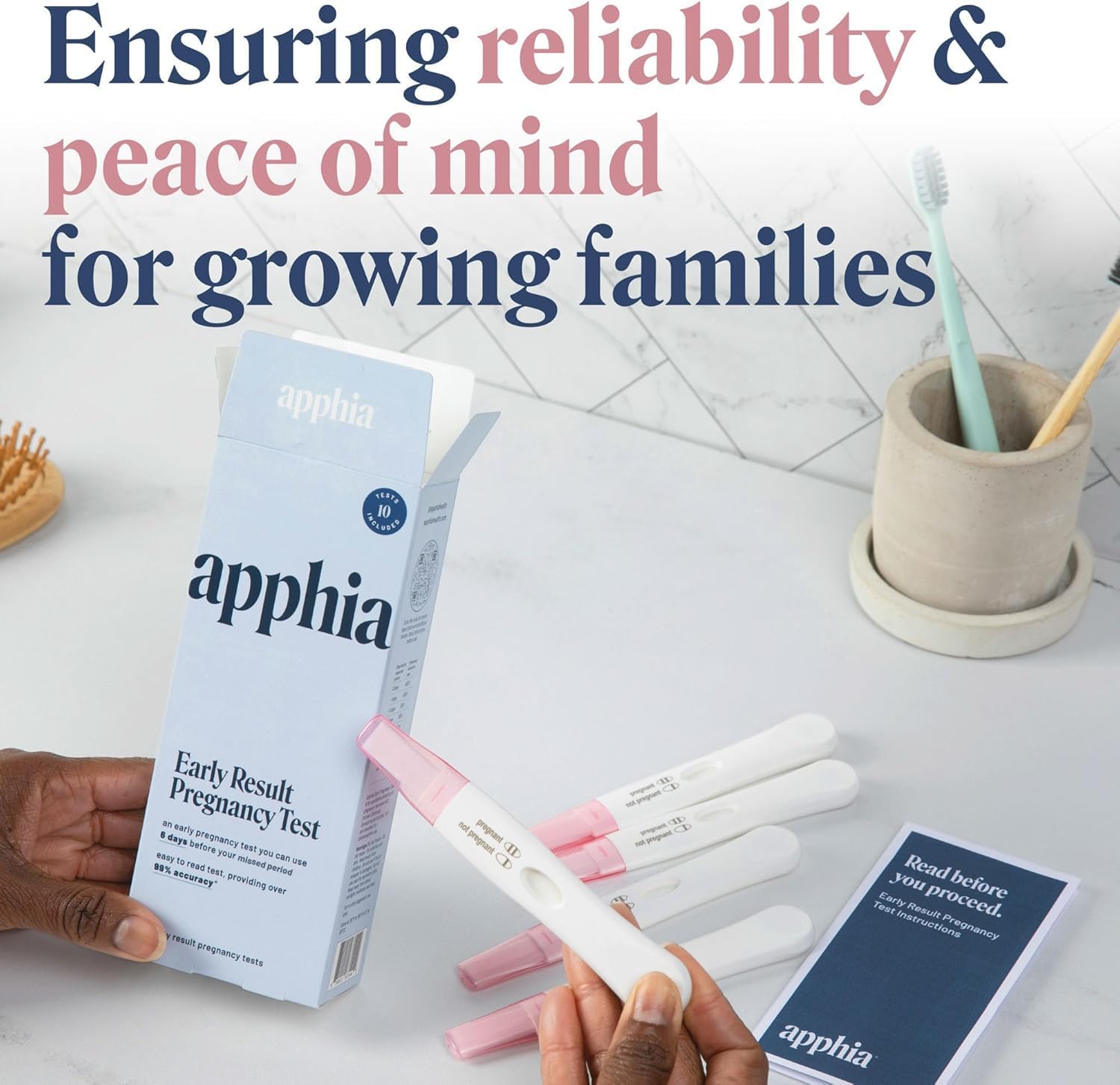 Apphia Early Detection Pregnancy Test | Midstream Pregnancy Test | hCG Test Strips | Get Results 6 Days Sooner – Made in The USA (10, Pack of 10) - Image 8