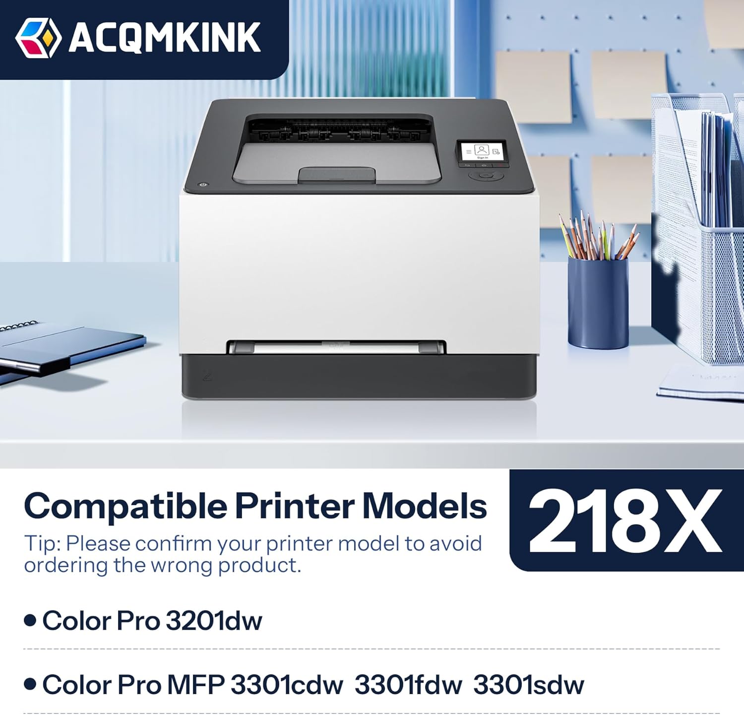 218X Toner Cartridges 4 Pack with Chip Compatible for HP 218X W2180X W2181X W2182X W2183X Color Pro 3201dw MFP 3301 Series 3301sdw 3301fdw 3301cdw Printer Ink (Black/Cyan/Yellow/Magenta)