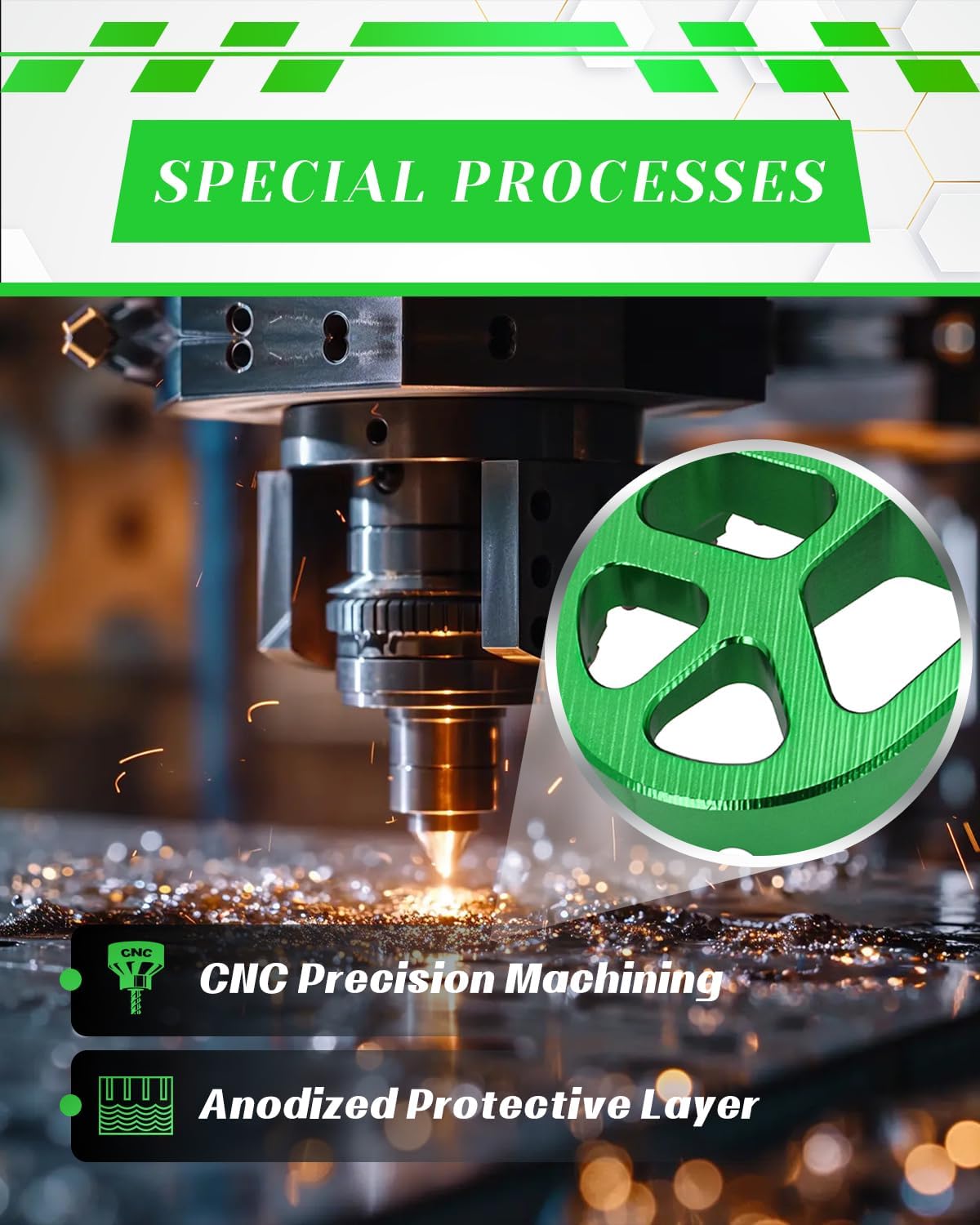 JFG RACING Motorcycle Foot Pegs Pedals Footrests For KLX250/250R/300/300R/250S/650, KLR650, XR650L And More Dirt Bikes, GREEN