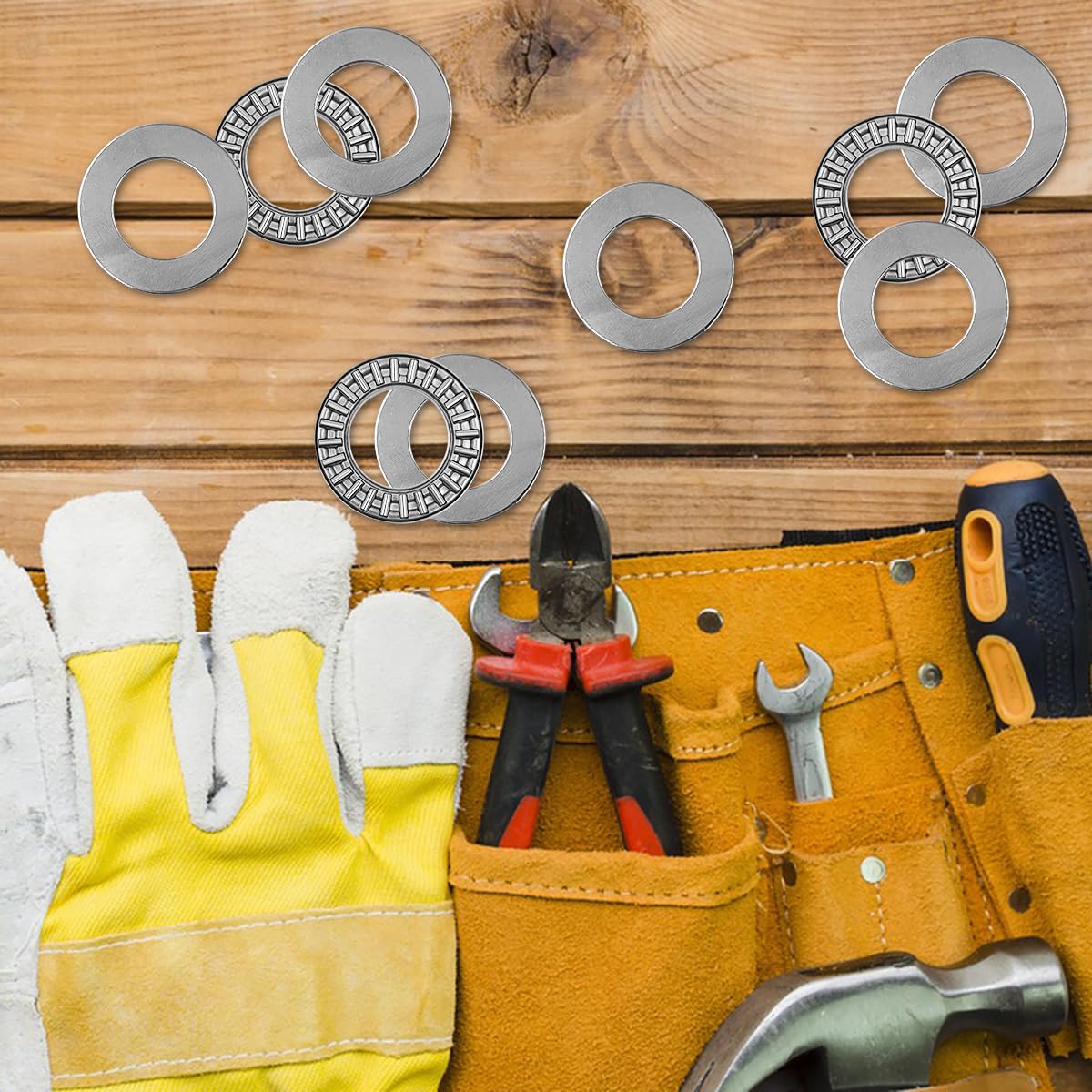 4 Sets Needle Thrust Bearings,YuCool AXK2035 Industrial Bearing,Thrust Needle Roller Bearings with Washers 20mm Bore 35mm OD 2mm Width