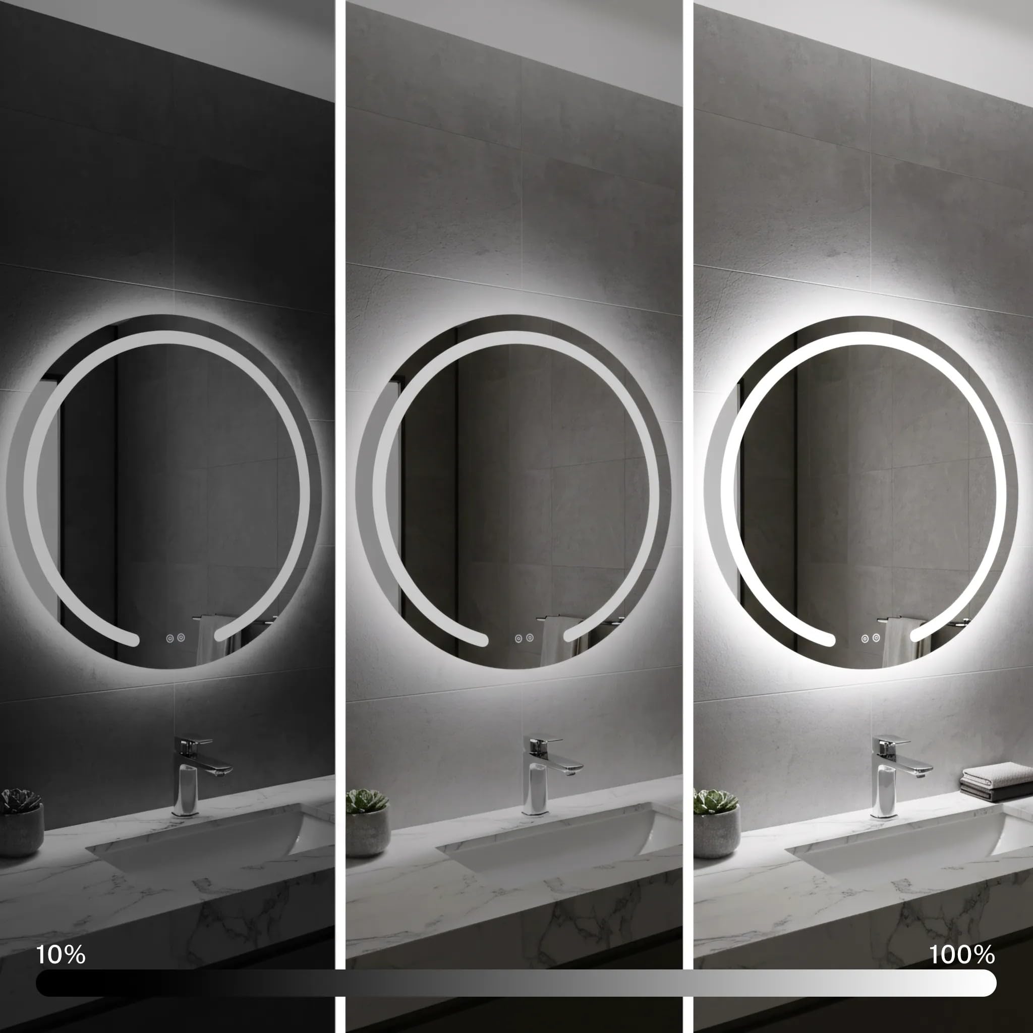 Rea - Lustro ścienne - Okrągłe MODERN 60 LED - 2,5x60x60cm