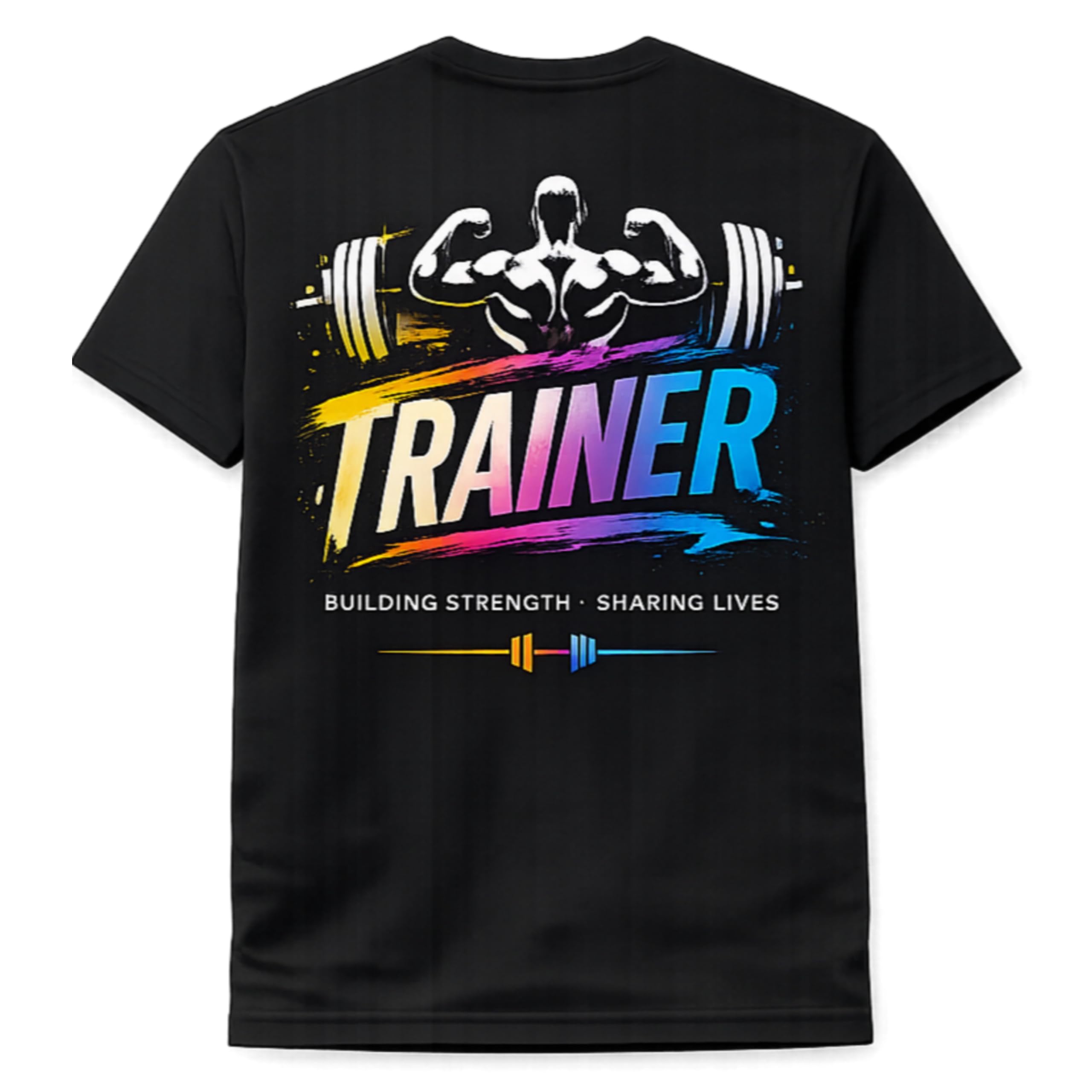Gym Trainer Graphic T-Shirt, Black, Polyester | Fitness Theme, Colourful Print, Gym Wear, Short Sleeve, Unisex Style-picture-31