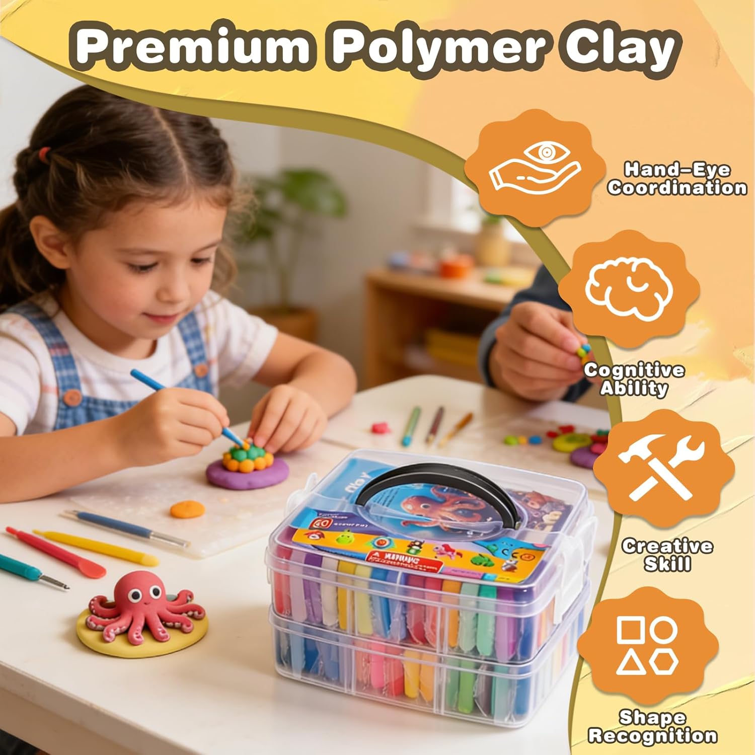 88 Colors Polymer Clay, DIY Modeling Clay Starter kit for Kids, Oven Baked Model Clay Art & Crafts Toys with Sculpting Tools, Non-Sticky, Birthday & Christmas Gift for Kids & Adults Artists