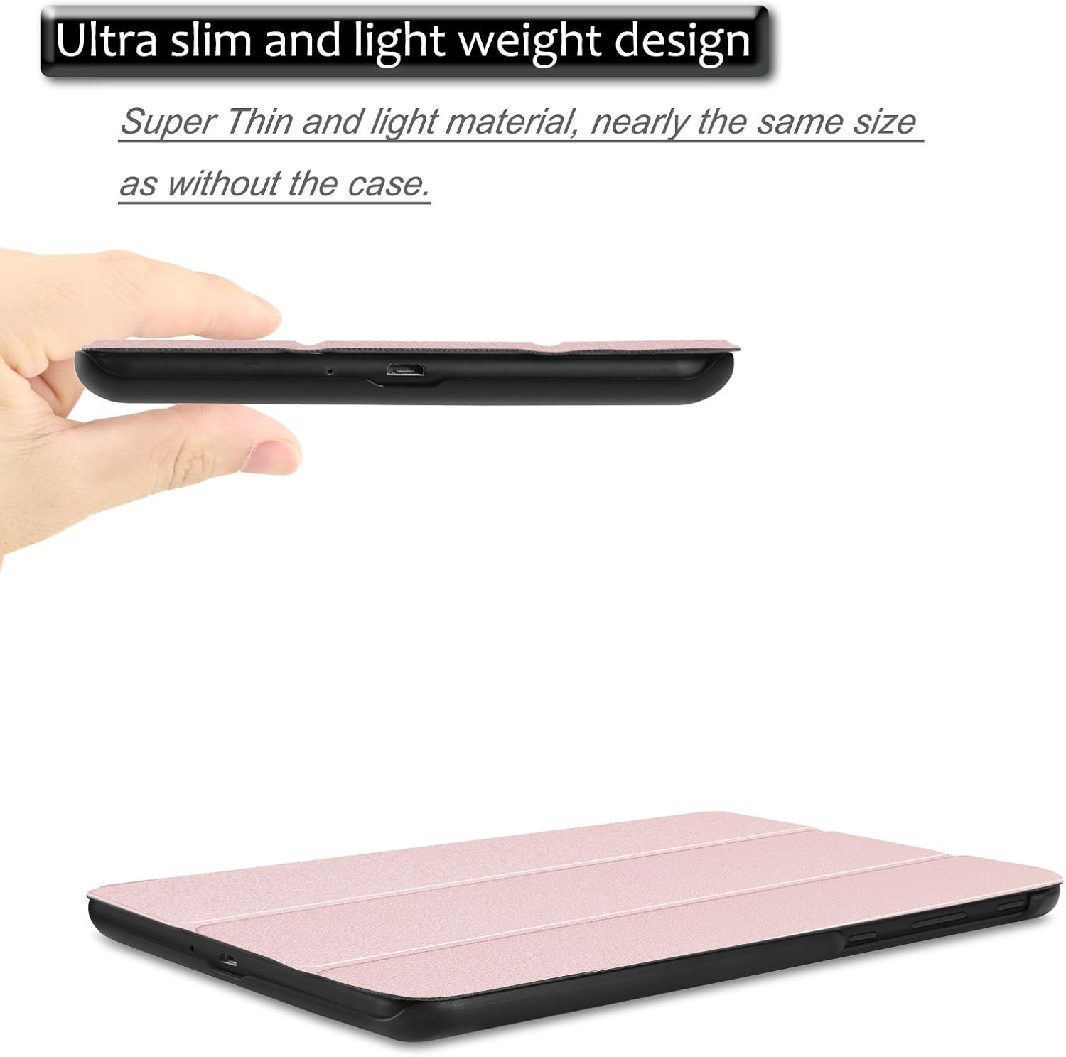 INFILAND Case Compatible with Sprint LG G Pad F2 8.0 Case- Tri-Fold Stand Smart Case Cover for Sprint LG G Pad F2 8.0 LK460 8" Tablet 2017 Release, Rose Gold