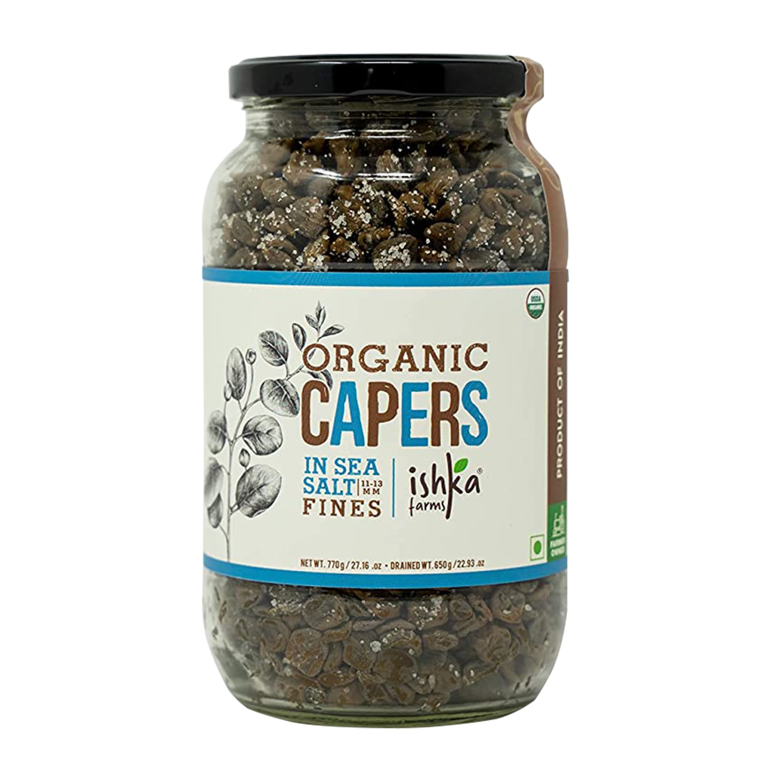Ishka Farms Organic Capers in Sea Salt Fines - 770 g, [11-13mm] Perfect in Marinade, Unique Chutneys & Salty Snack (Kair, Ker, Keir) (B08CVQNVCS) Amazon Price History, Amazon Price Tracker