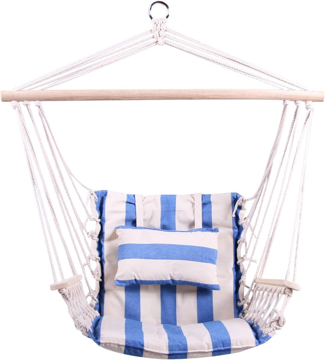 New! Blue Hanging Rope Chair Patio & Garden Furniture New Hammock Hanging Rope Swing Chair Outdoor Porch Backyard Camping Portable Seat
