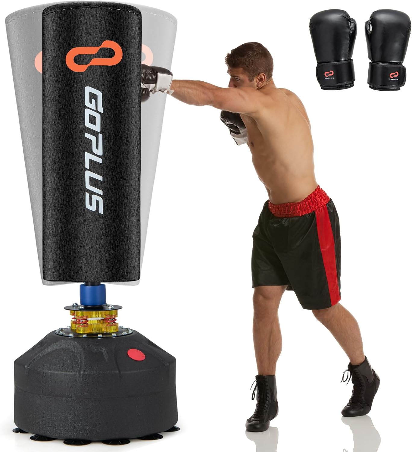 Goplus Freestanding Punching Bag, 220LBS Heavy Boxing Bag with Gloves