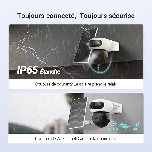 EZVIZ 4G 8MP(4MP+4MP) Camera Exterieur sans Fil à Double Objectif,CB90x Kit - 4
