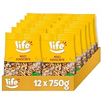 LIFE Noci Sgusciate – Frutta Secca, Snack in Pratico Sacchetto, Vegano 100% Naturale, Formato Convenienza 12 x 750g