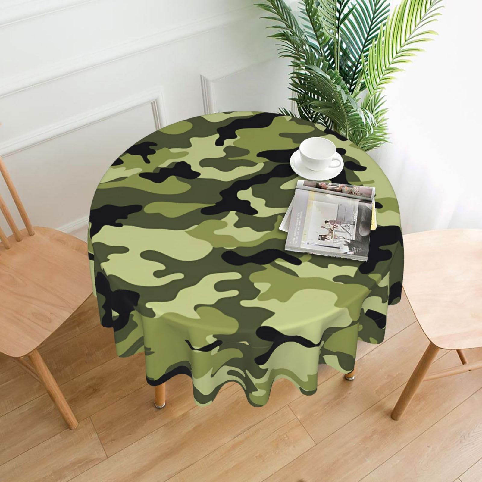 hhxvcv Camo Green Round Tablecloth – Dining Table Cover