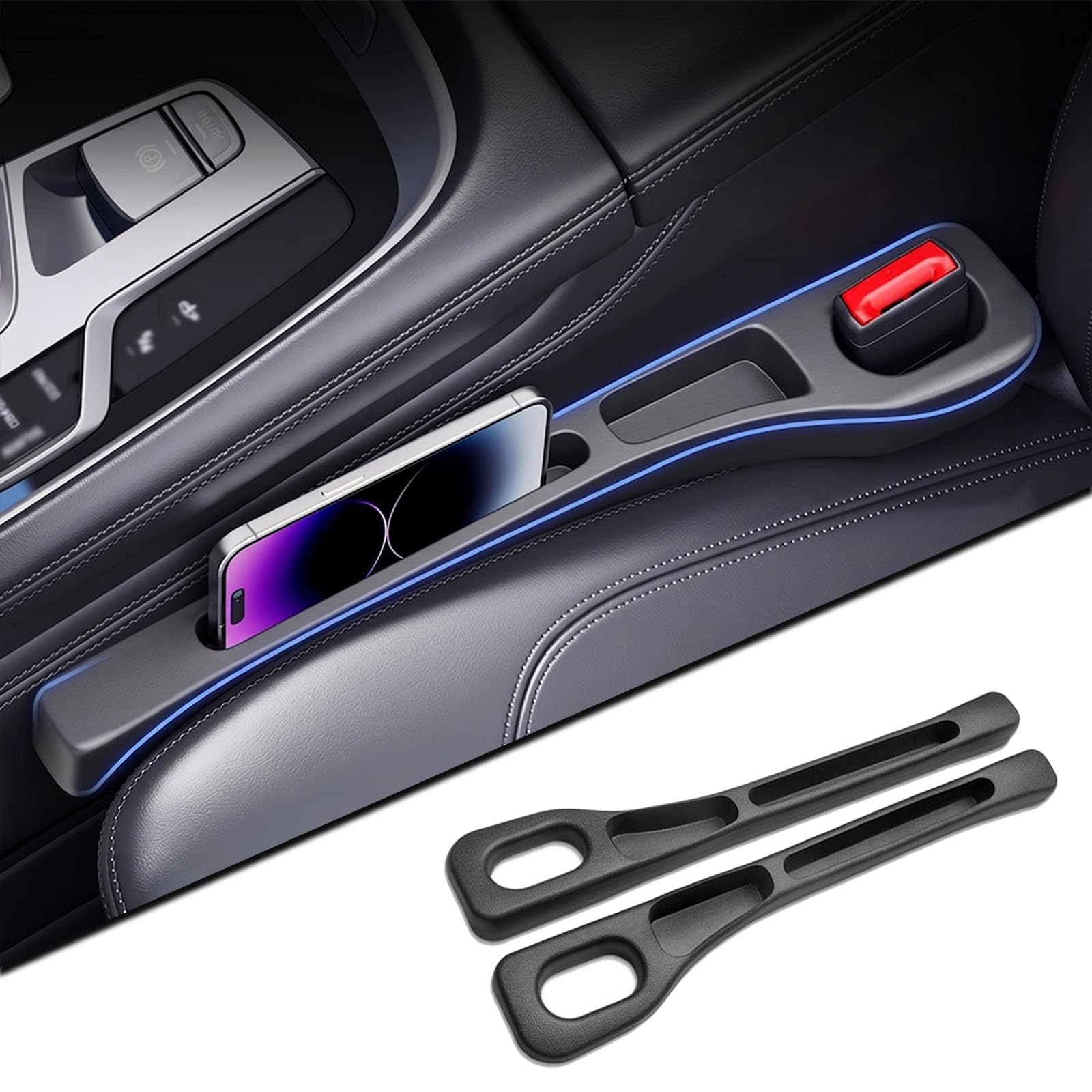 QIZUN Car Seat Gap Filler for Nissan Micra (K14) 2017-2023, 2 Pcs Front Seat Organizer Premium Automotive Interior Accessories Console Drop Blocker