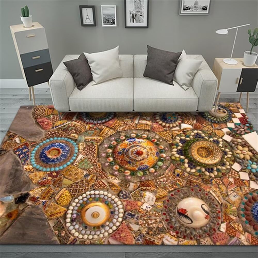Tapis de chambre ado 120x180cm multicolore en moquette robuste pour salle à manger