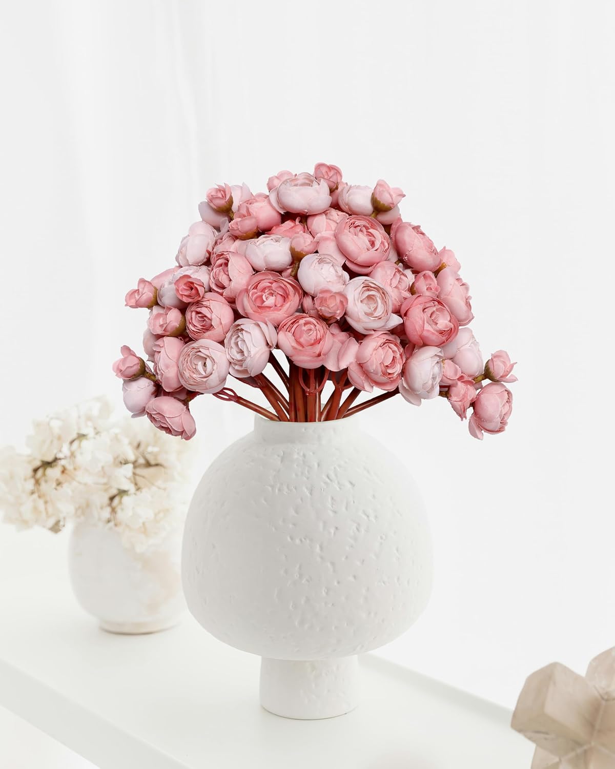 Artificial Silk Ranunculus Flowers, 18 Pcs Real Touch for Home, Garden, Wedding, Party & Festival Decorations, DIY Flower Arrangements, Dusty Rose