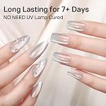 MIZHSE Cat Eye Nail Polish,Glitter Silver Holographic Magnetic Nail Polish | Cateye With Magnet 16ml Galaxy Quick Air Dry Cats Eye Lacquer Non Gel for Fingernail,Manicure DIY Salon Gift For Girls