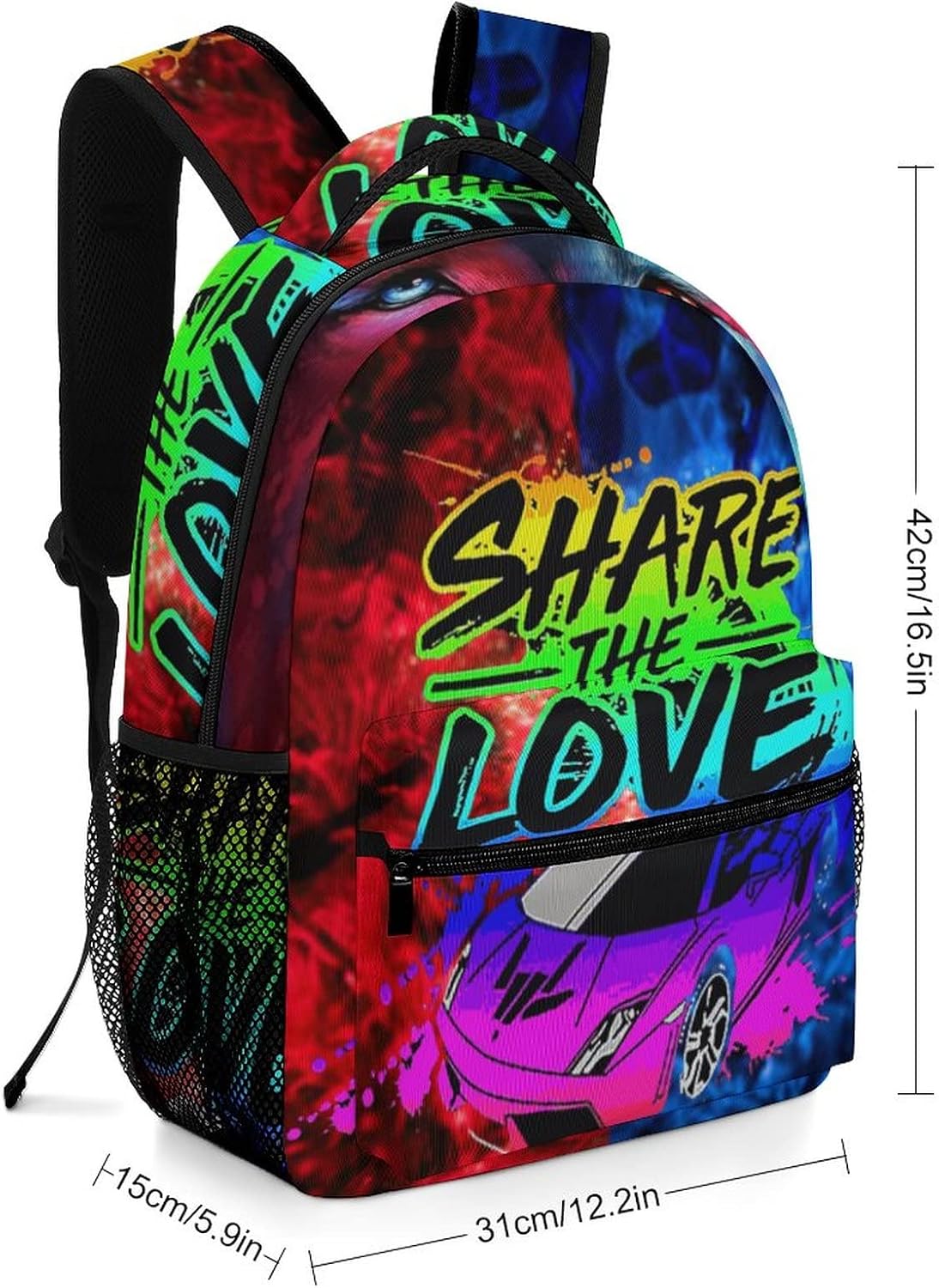 Fashion Share Love Backpack Water Resistant Rucksack Daypacks Schoolbag Lightweight Backpacks Large Capacity White6