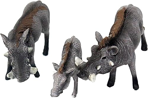 Figura de animales africanos de la selva de juguete Warthogs figura realista de plástico conjunto de juego de 3 piezas