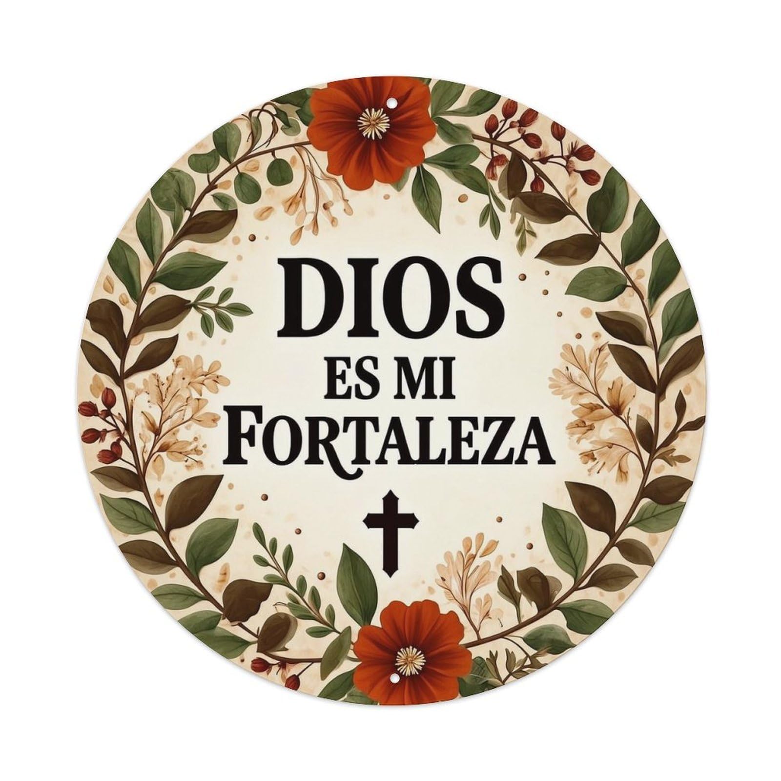 Floral Wreath With Cross And Text Round Metal Tin Sign Vintage Wall Decor, Bar Garage Cafe Kitchen Home Wall Art Poster 8x8inches