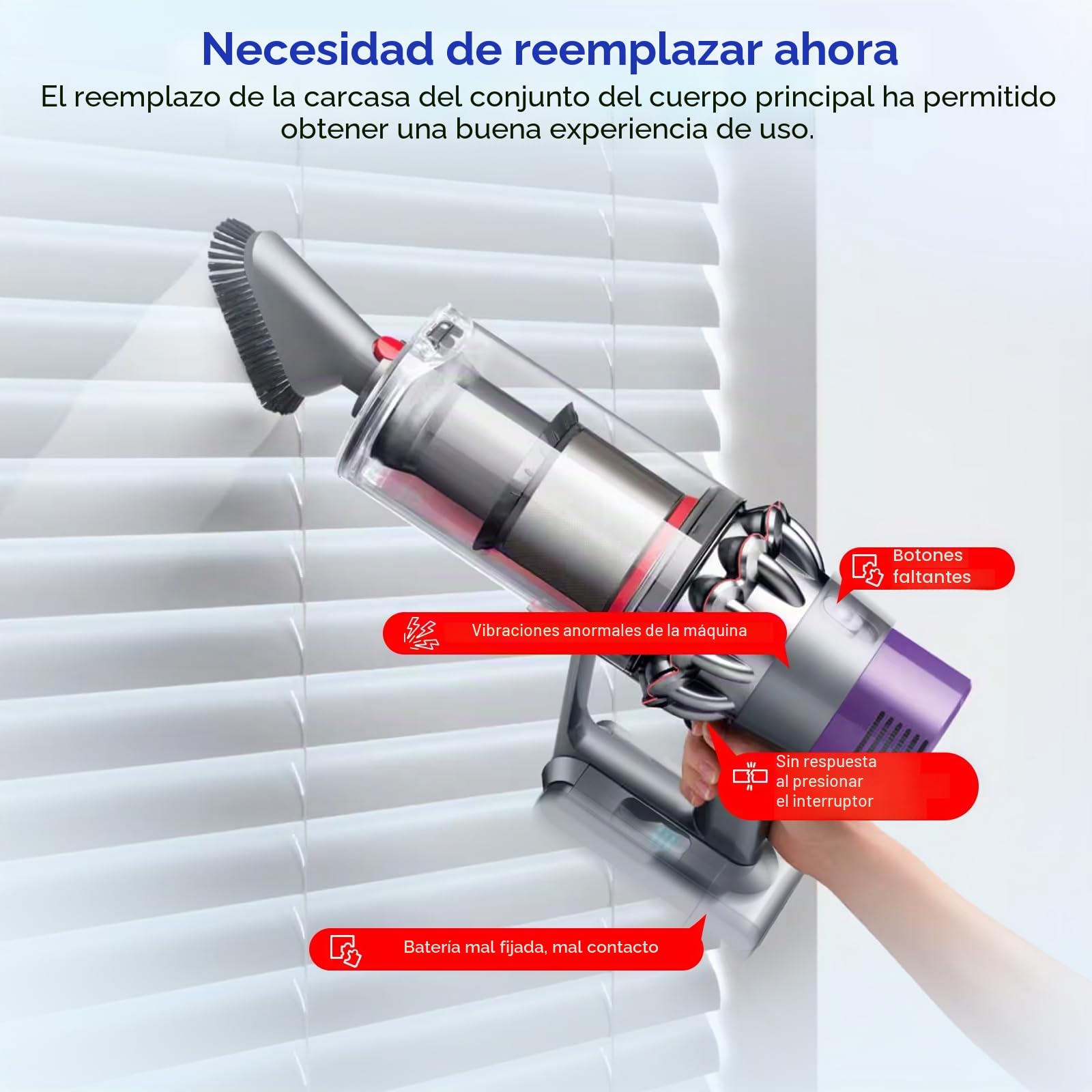 V10 Cuerpo principal compatible con Dyson V10 SV12, cuerpo principal de reemplazo para V10 Animal, Absolute, Mango del motor con V10 SV12 Conjunto del gatillo No.969875-02