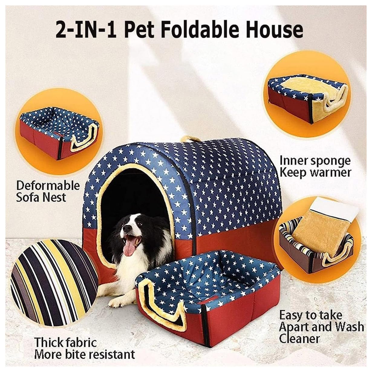 Cuccia per Cani Extra Large, Lussuosa Cuccia per Cani di Taglia Grande, XL Cuccia per Cani Grande Letto per Cane Rifugio per Gatti per Cani di Taglia Grande e Media, Interno Esterno (XL(75