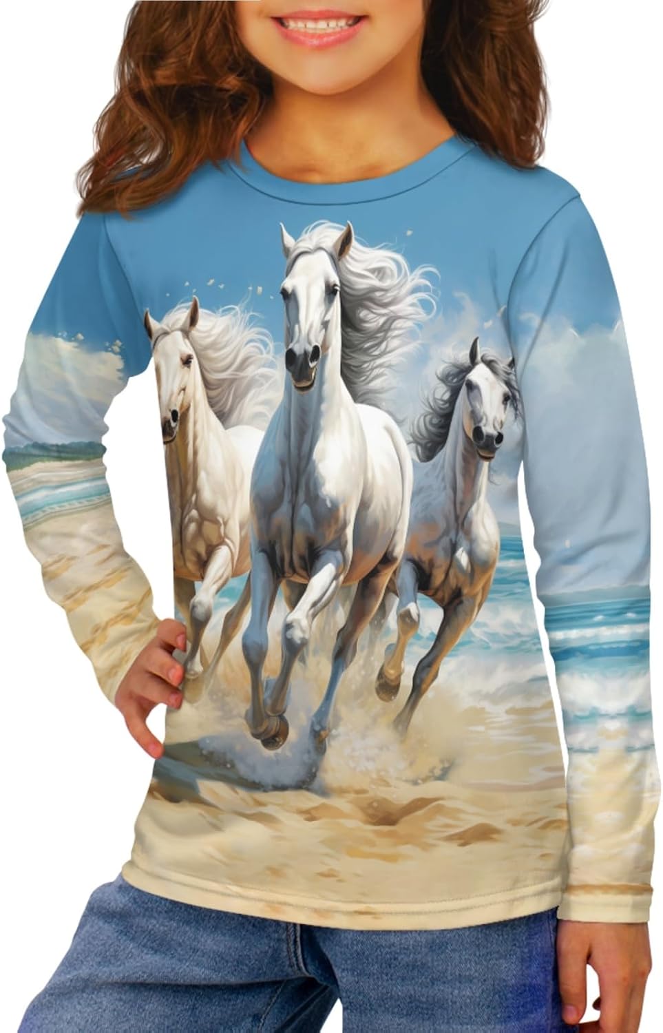Xhuibop Girls Shirts 3 Pack Sweatshirts Graphic Junior Clothes Crewneck Pullover Tops