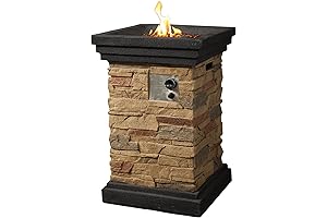 Fire Column for Patio: Teamson Home Fire Pit with Lava Rocks and Cover