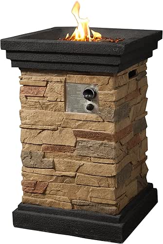 Teamson Home 40,000 BTU Square Slate Rock Look Steel Outdoor