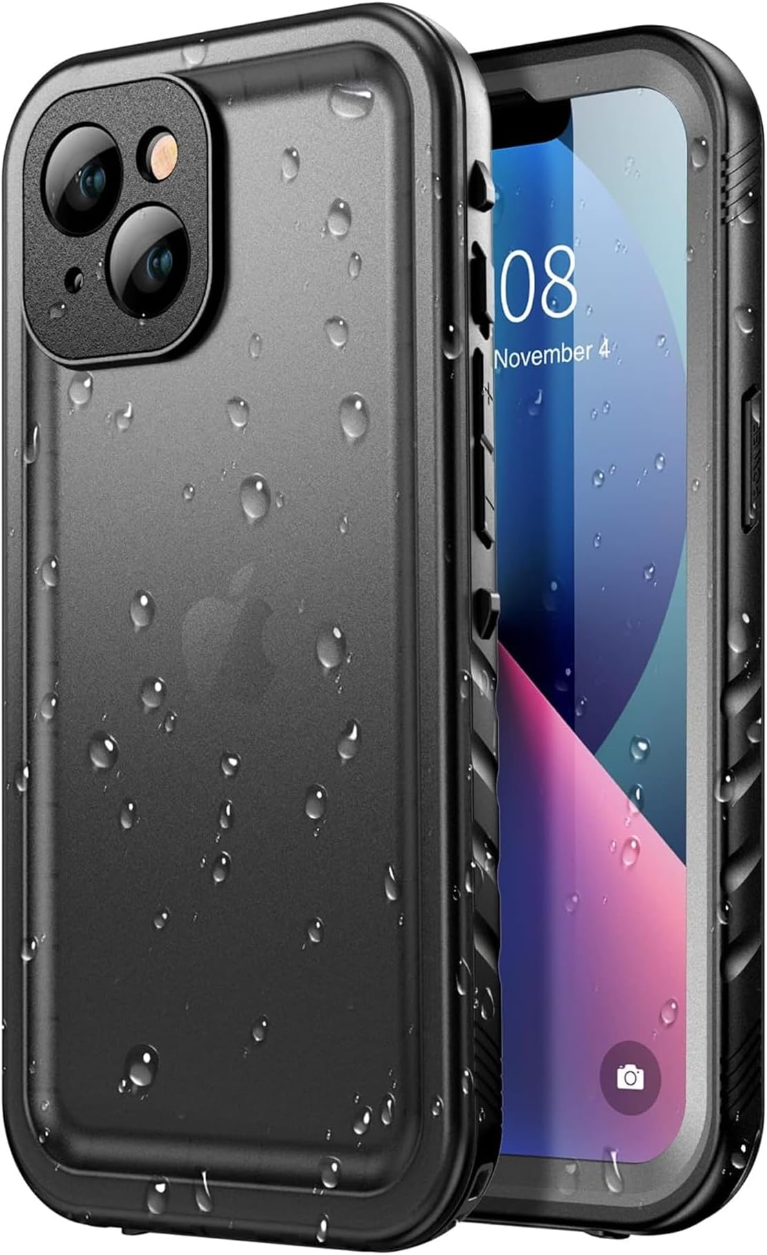 SPORTLINK for iPhone 13 Waterproof 360 Full Body Case, Black | Screen/Camera Protector (Built‑in) , Heavy Duty Protective Military Shockproof, IP68 Dust Proof, Hard Tough Front Back Cover