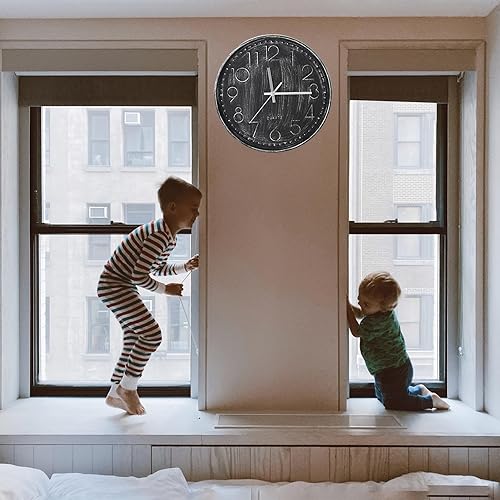 Miniatura 9 de FP-FG-01 - Reloj de pared de 12 pulgadas, reloj de pared silencioso vintage, reloj moderno, sin tictac, energía de batería, adecuado para el hogar,