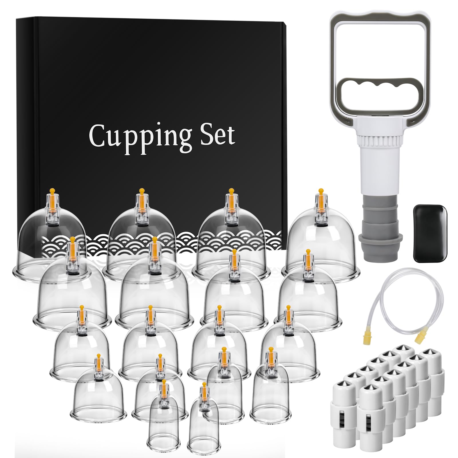 Cupping Set,Cupping Massage Therapy for Massage Back Lumbar, Pain Relief, Physical Therapy, Chinese Muscle Cupping Tool with Pump & Vacuum Silicone Cups for Cellulite Reduction at Home