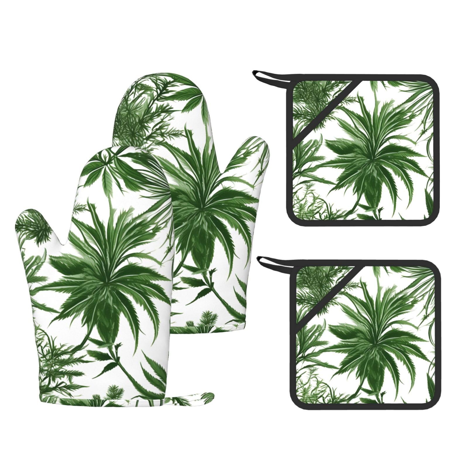 Gants de cuisine en silicone de qualité durable à motif de plantes herbacées élégantes