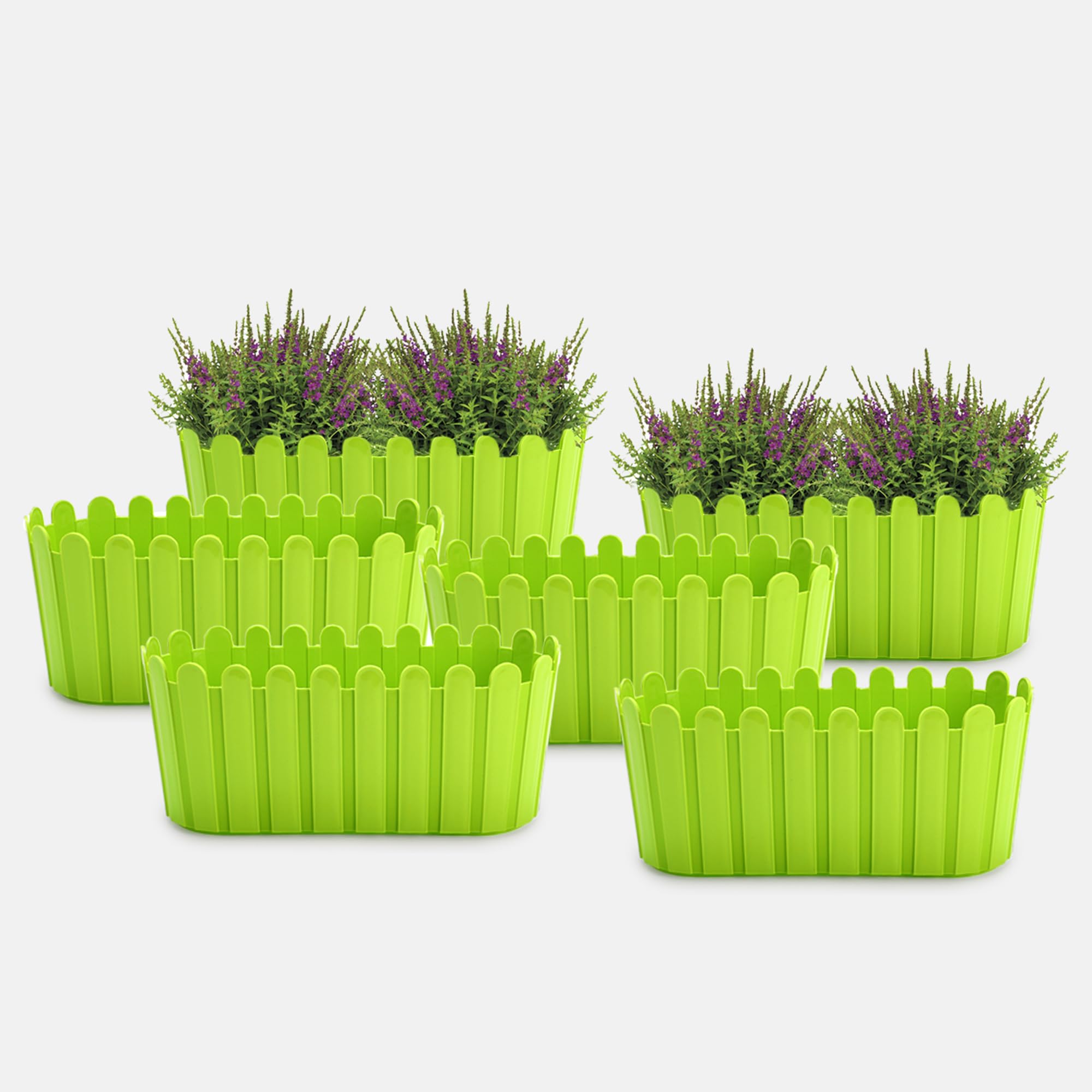 YUCCABE ITALIA SHERA Fence-TRA 14 INCH Plastic Planters Pot 6 Pcs Set of Decorative Fancy Plastic Flower Pots Rectangular Railing Planters for Balcony (White) (B09LS2ZQW4) Amazon Price History, Amazon Price Tracker