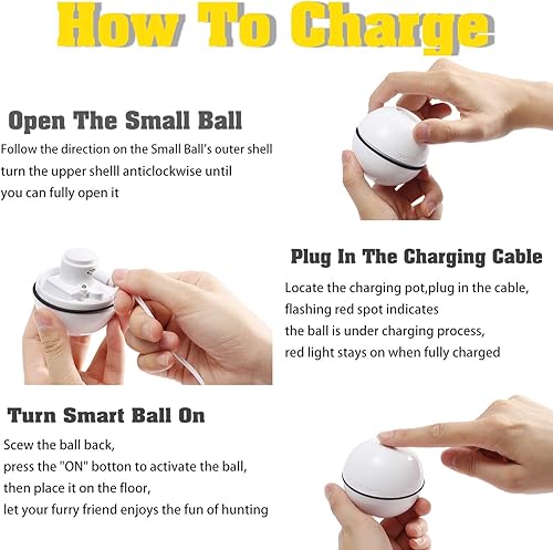 Miniatura 4 de YOFUN - Juguete interactivo inteligente para gatos  Versión más reciente de bola autogiratoria de 360 grados juguete recargable por USB luz LED