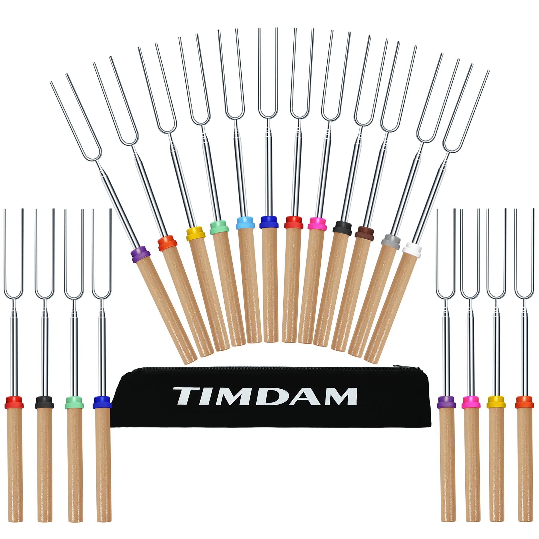 20 Pack Marshmallow Roasting Sticks for Fire Pit, Retractable Smores Sticks for Fire Pit Long, Marshmallow Sticks Grill Tools, Hot Dog Sticks for Campfire, TIMDAM Campfire Sticks Camping Accessories
