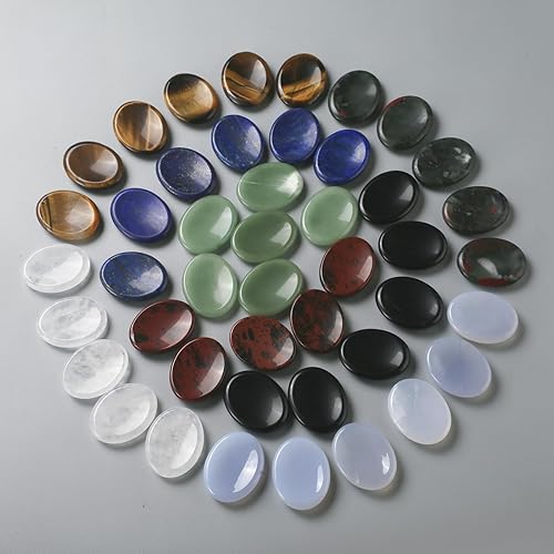 Miniatura 5 de Piedra de calcedonia azul para la ansiedad para el pulgar, cristales curativos ovalados tallados a mano, piedras naturales fáciles de llevar,