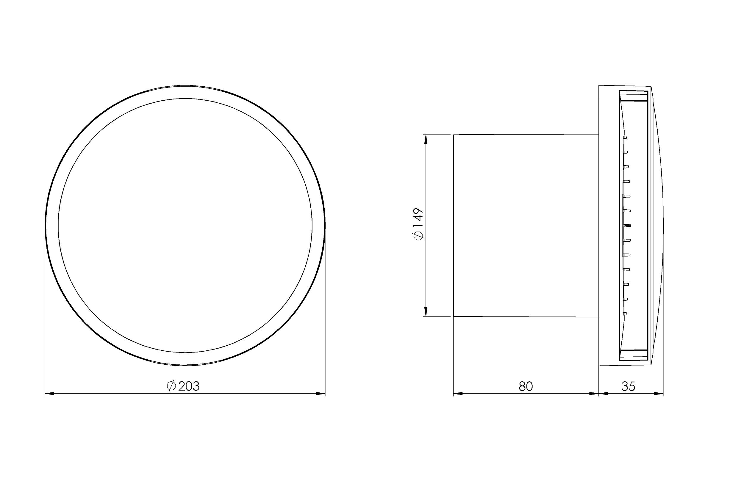 EUROPLAST Ø 150mm Extractor de Baño con Temporizador y Sensor de Humedad - Extractor de Aire Silencioso Blanco - Ventilador de Pared para Cocina, Garaje, WC