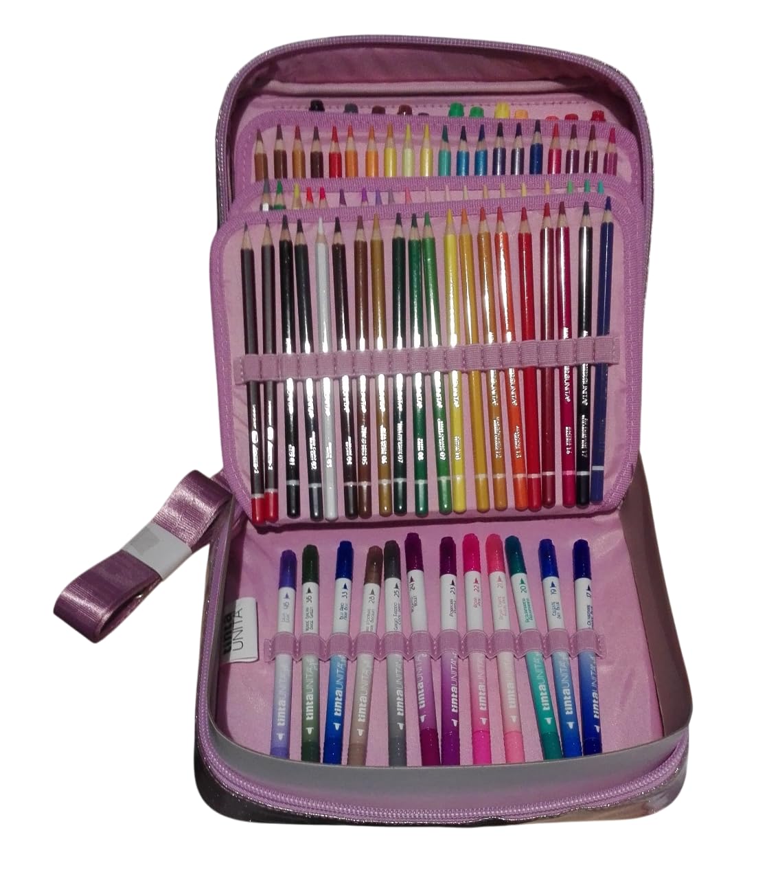 Borsa Valigetta Tracolla Art Box Premium Rosa Glitter con Pastelli in Legno MINA 4.2-144 colori con 2 colori Limited Edition by Pool Over con omaggio penna pailettes 6 penne in 1