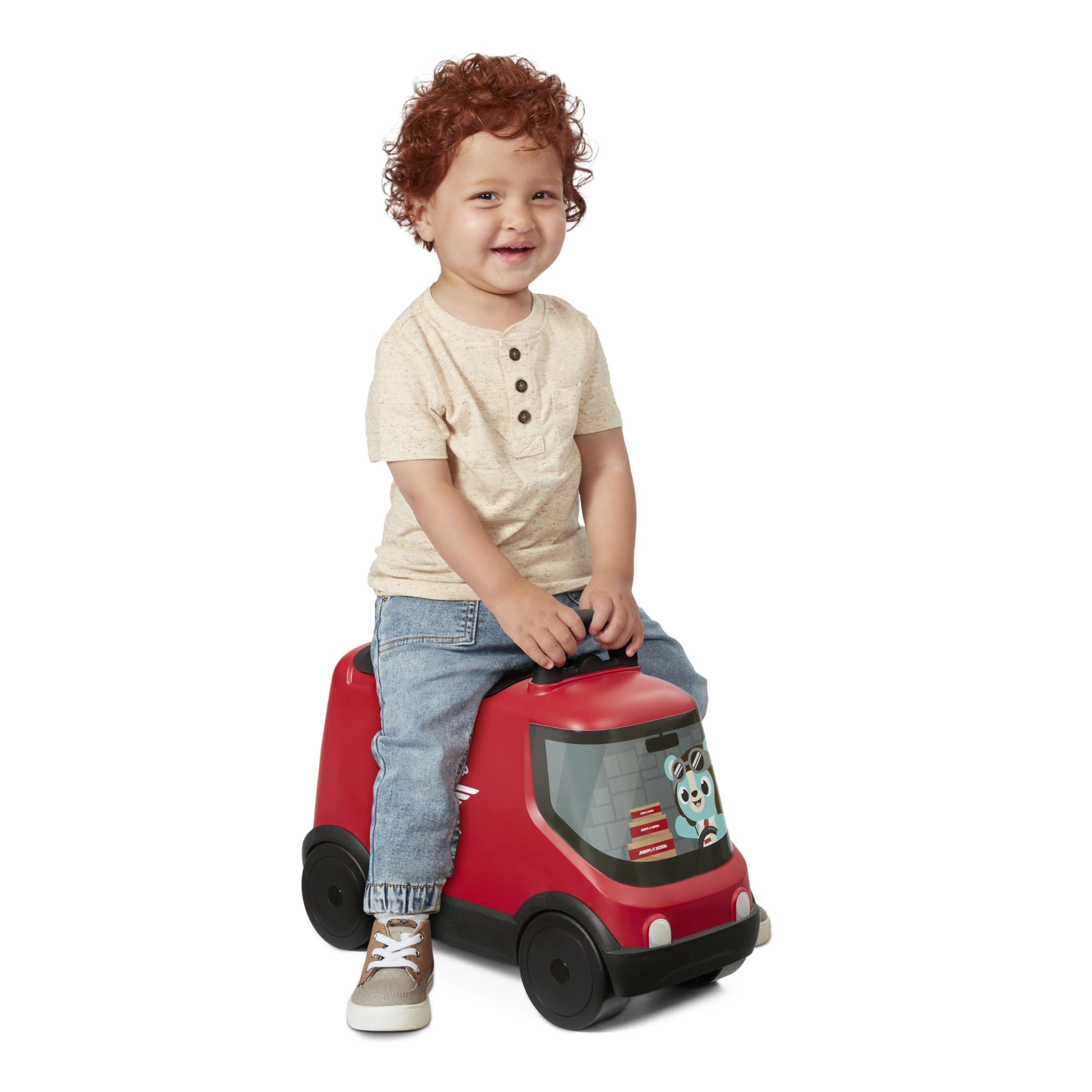 Radio Flyer Ride & Deliver Truck, rotes Rutschfahrzeug für Kleinkinder ab 2 Jahren