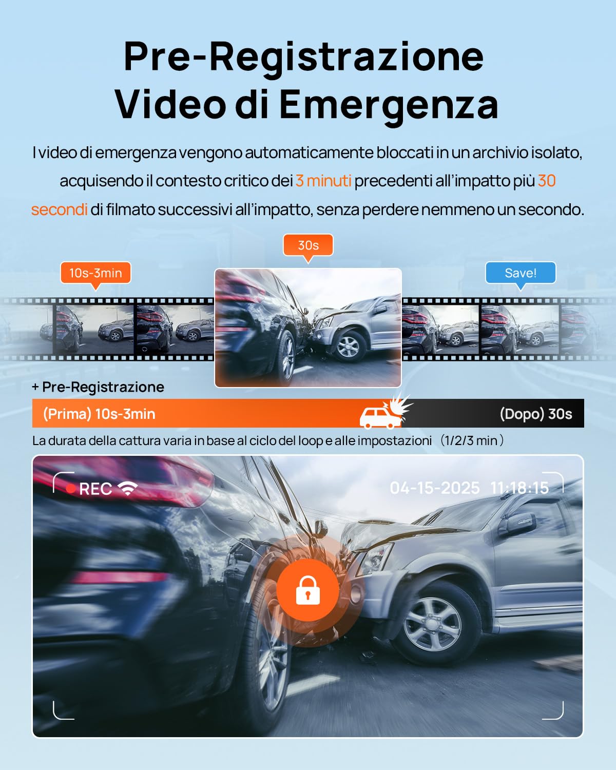 70mai A800SE Dashcam 4K+1080P GPS WiFi, Doppia Telecamera Auto Fronte/Retro con SD 128GB, F1.55, HDR, Visione Notturna, ADAS, Schermo 3", Parcheggio 24/7, Supporta fino a 512GB